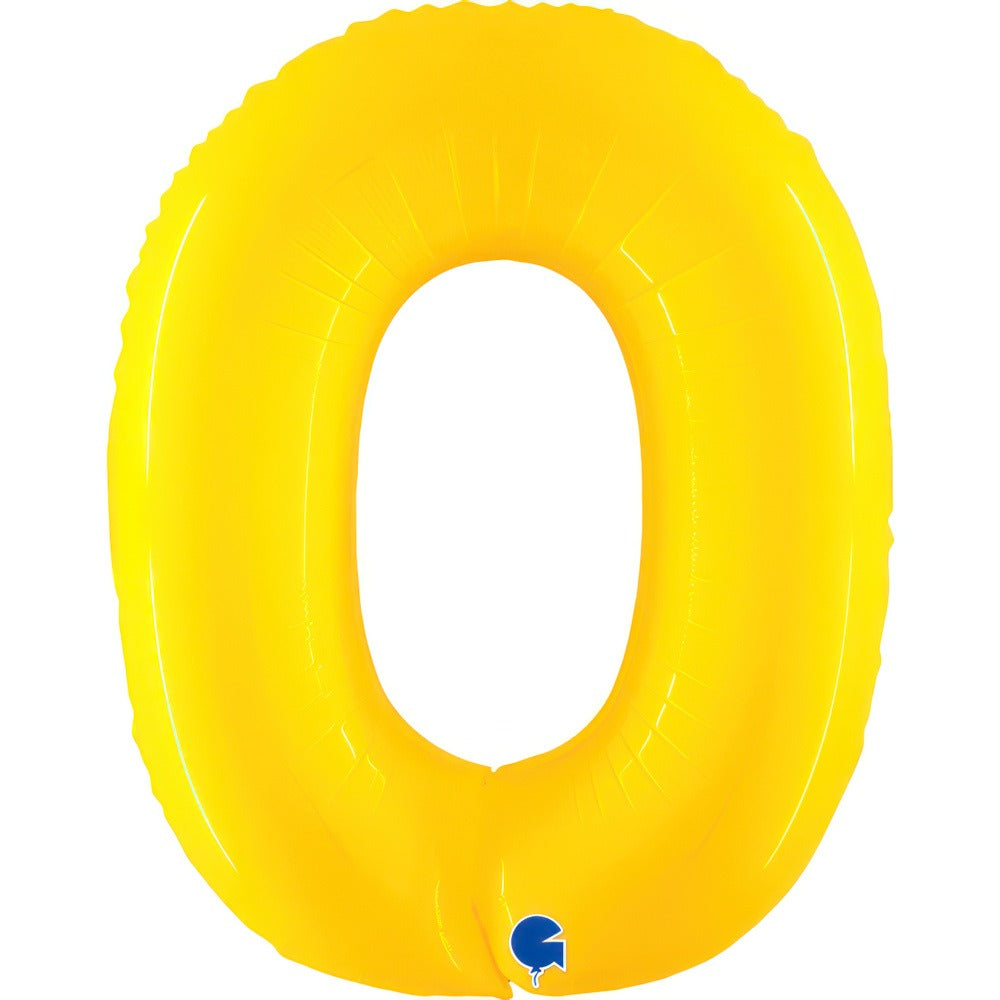 ნეონის ყვითელი ფოლგირებული ბუშტი ციფრები 102 სმ