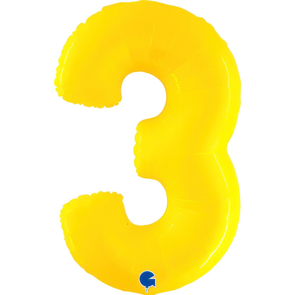 Neon yellow foiled balloon numbers 102 cm