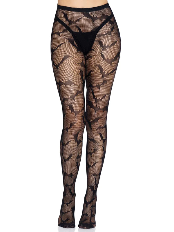 Black fishnet tights with bats