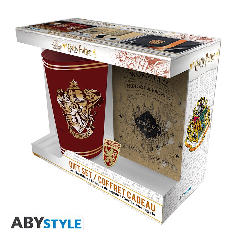 HARRY POTTER - gift set XXL cup + brooch + notebook "Gryffindor"