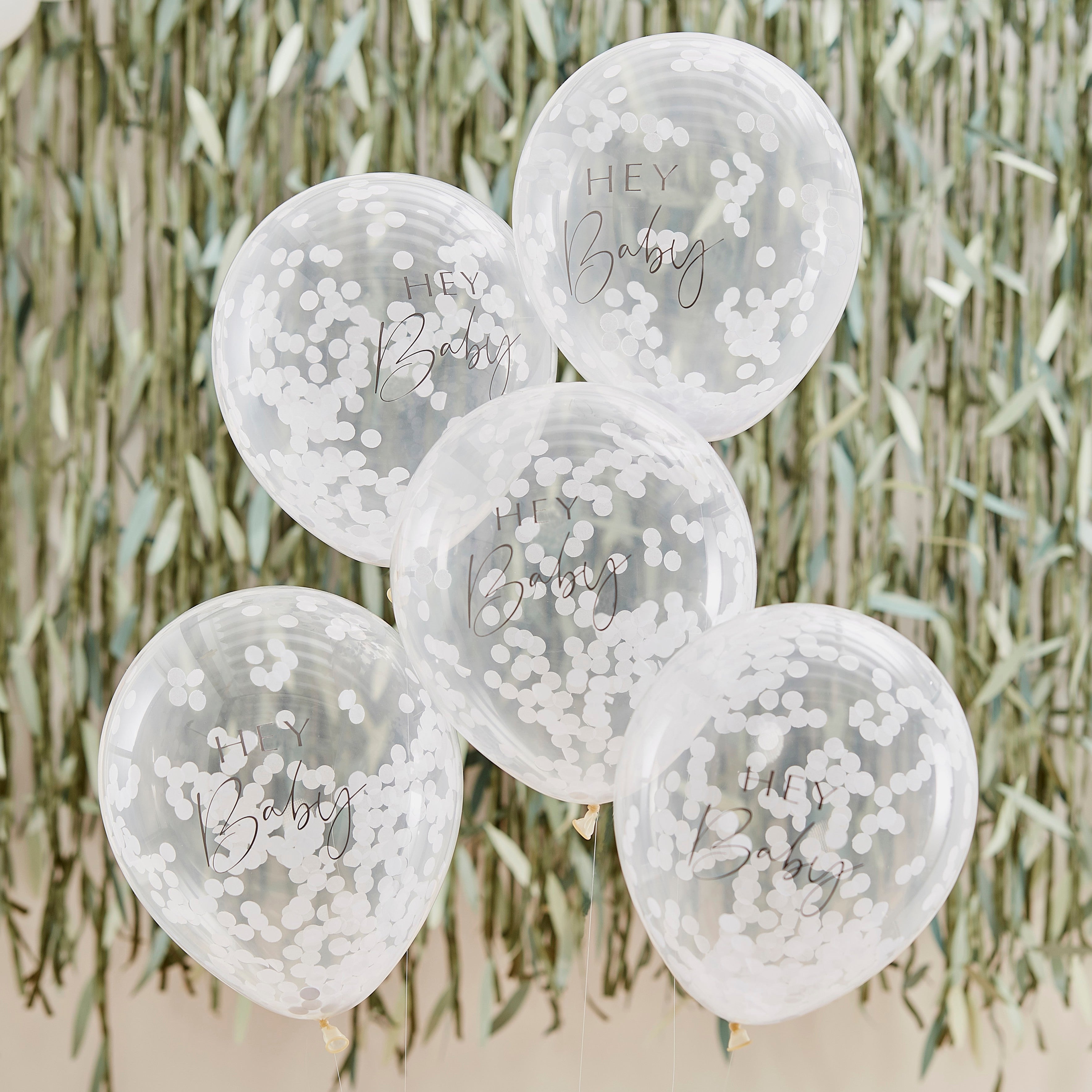 A bunch of latex balloons Hey Baby 5 pcs