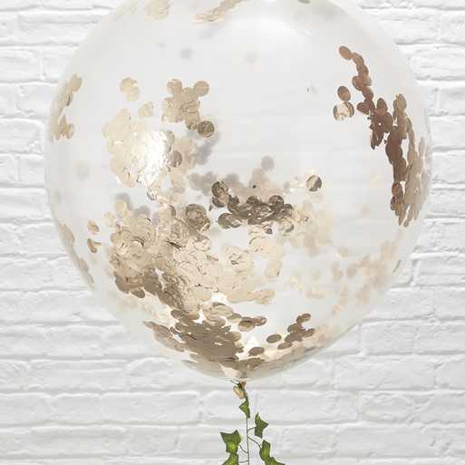 Latex balloon with Rose Gold confetti