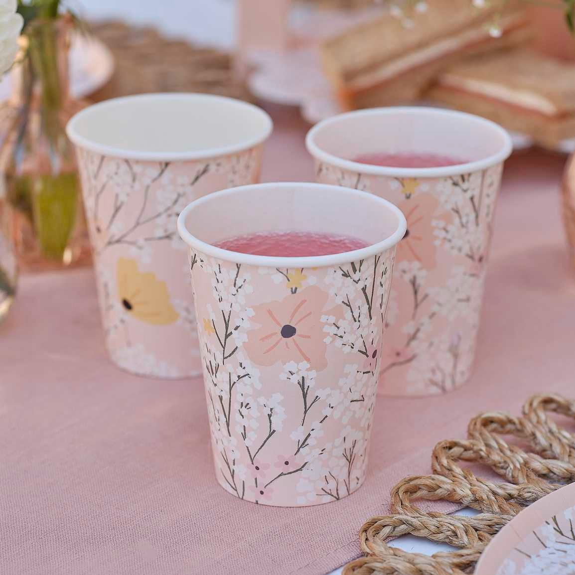 Paper cup Pink Floral 8 pcs