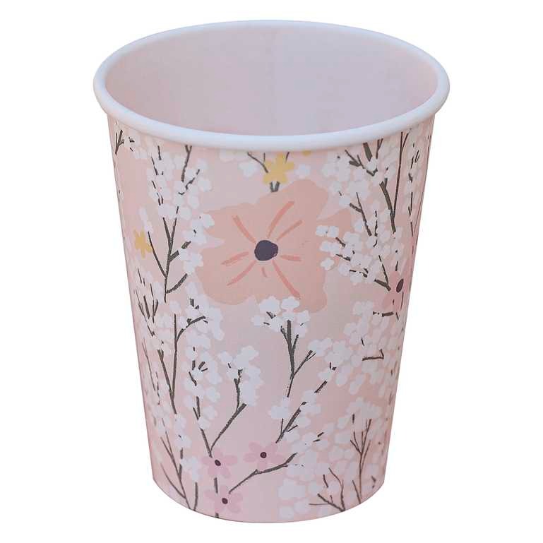 Paper cup Pink Floral 8 pcs