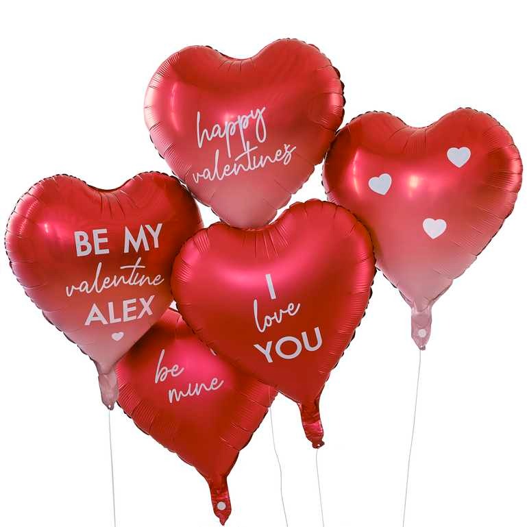 Foil heart balloon Happy Valentines 5 pcs