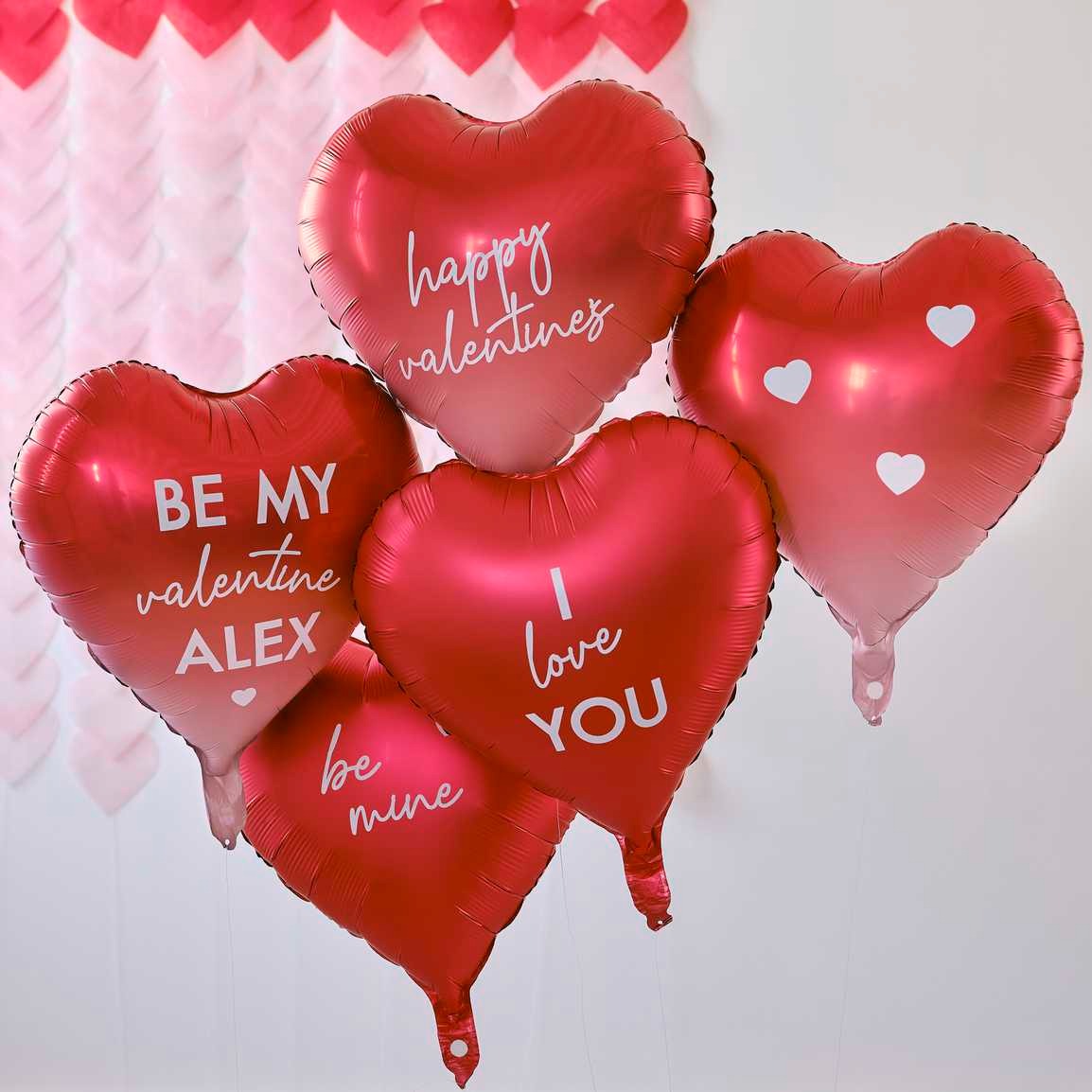 Foil heart balloon Happy Valentines 5 pcs