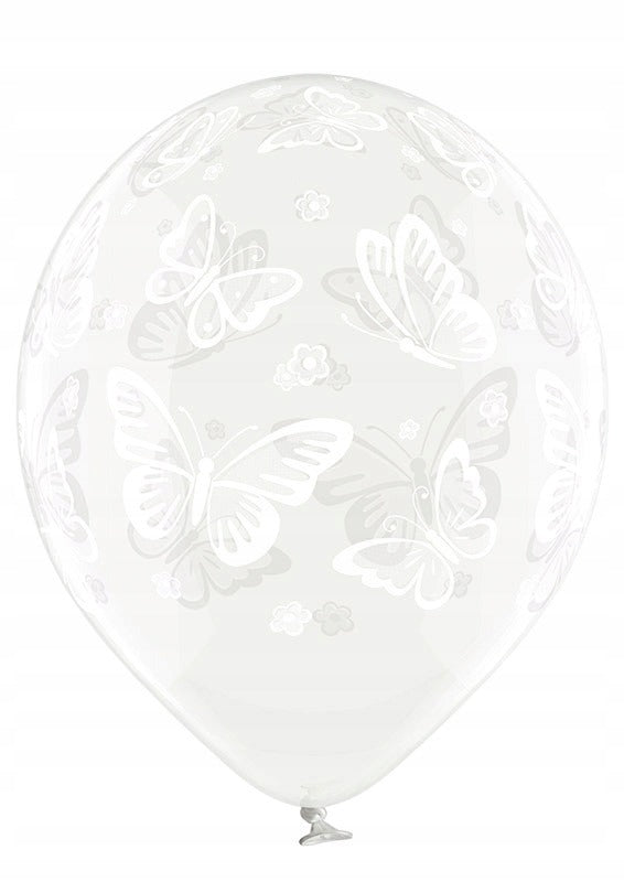 Latex balloon with transparent butterflies 1 pc