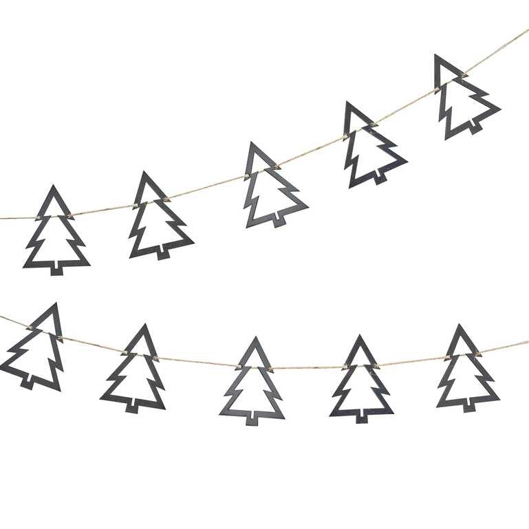 Banner wooden Christmas trees black color 2m