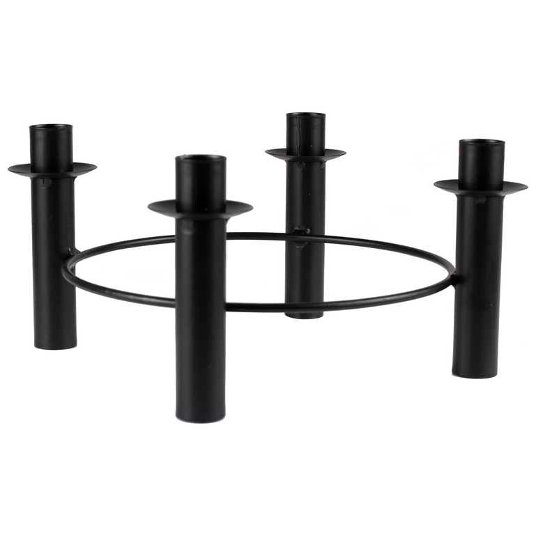 Metallic black candlestick, round, 4 pieces, diameter 27.5 cm