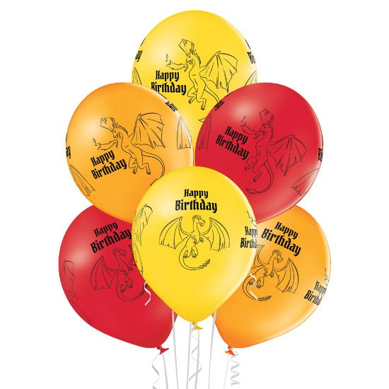 Bunch of balloons Happy Birthday Dragon 6 pcs