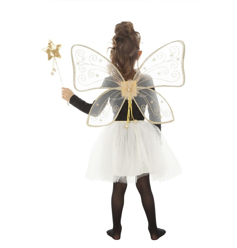 Fairy set golden and silver (tutu, wings and stick)