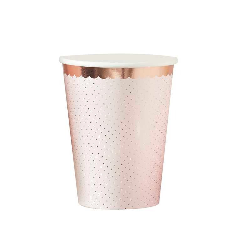Paper cup with Rose Gold dots 8 pcs