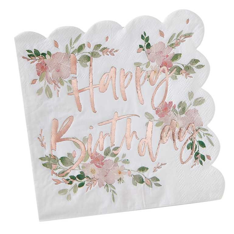 Paper napkin Floral Happy Birthday 16 pcs