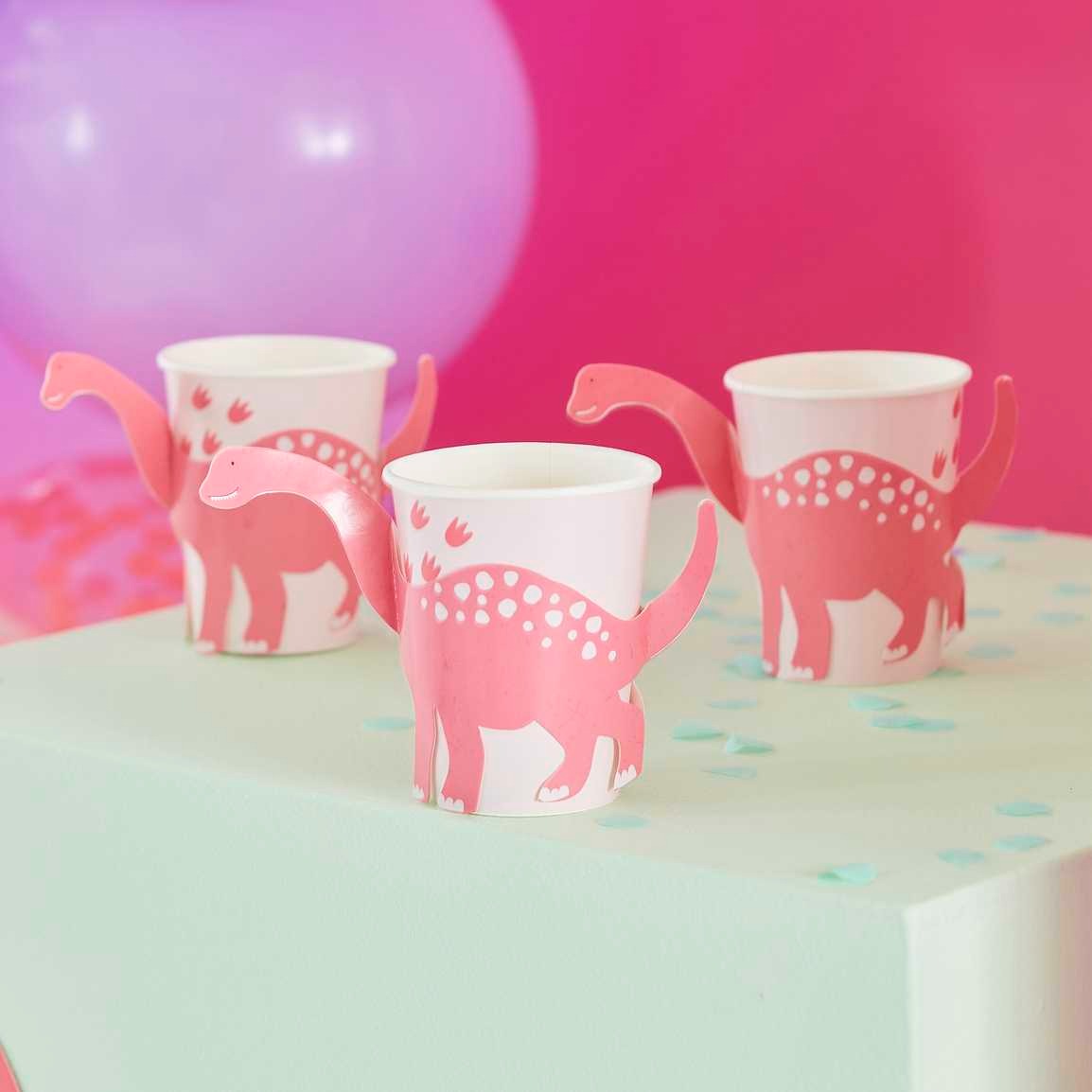 Paper cup Pink Pop Out Dinosaur 8 pcs 240 ml