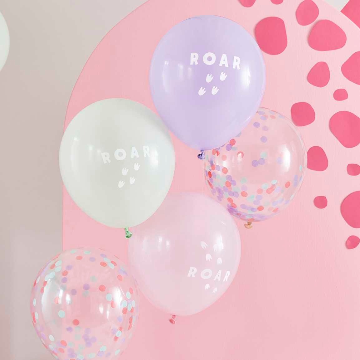Latex pastel balloons Roar and Confetti 5 pcs