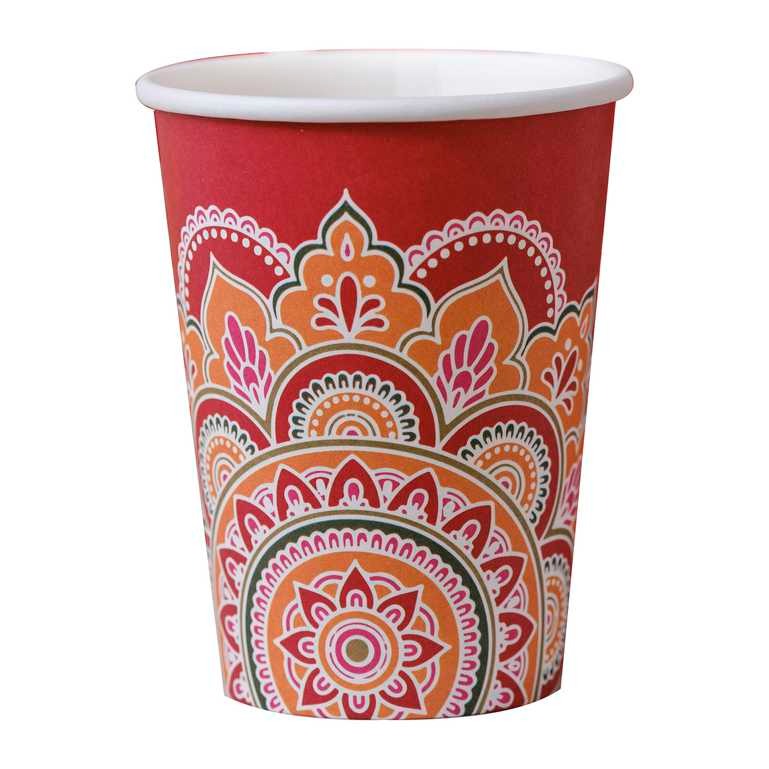 Paper cup with colorful ornaments 8 pcs 240 ml