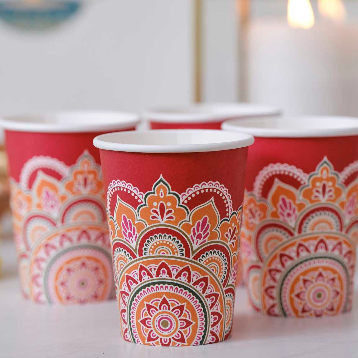 Paper cup with colorful ornaments 8 pcs 240 ml