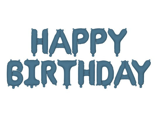 ჰაერით გაბერვადი ბუშტების ბანერი ლურჯი Happy Birthday 340 x 35 სმ