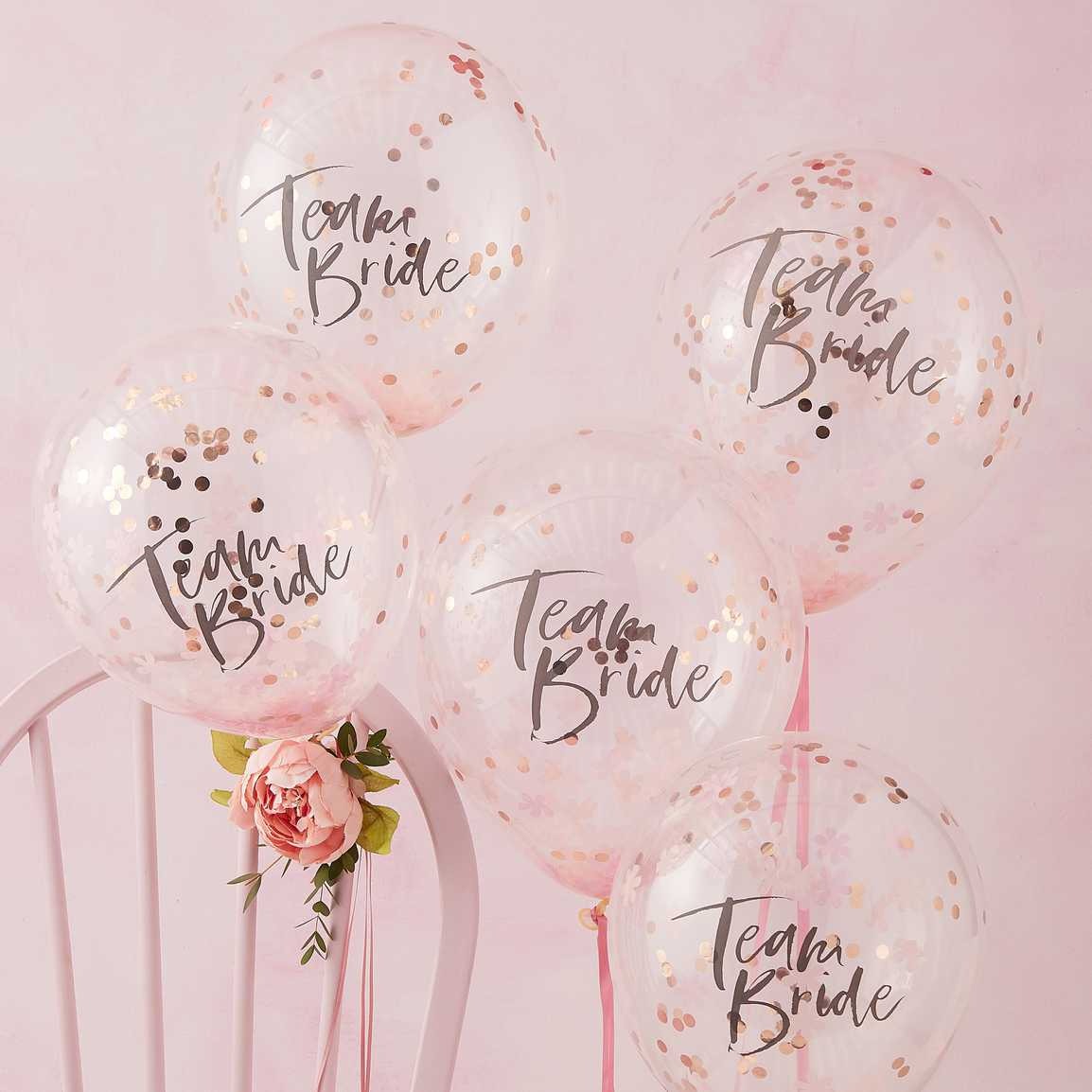 Latex confetti balloon Team Bride 5 pcs