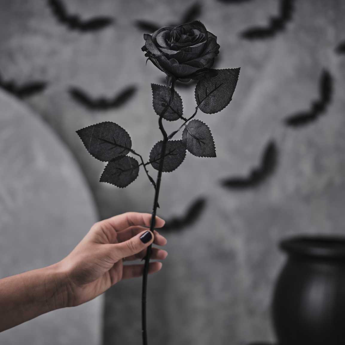 Halloween decoration black rose 1 pc