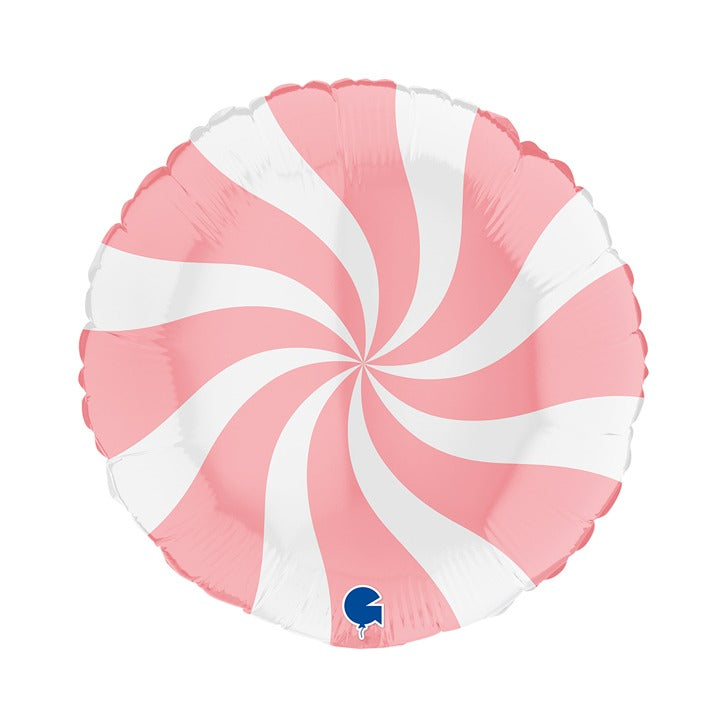 Foil balloon striped candy 53cm platinum