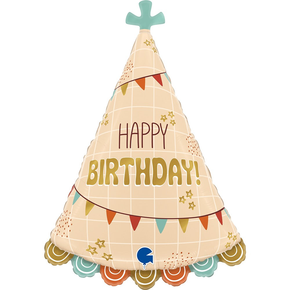 ფოლგირებული ბუშტი დაბ.დღის ქუდი BOHO  45x65სმ