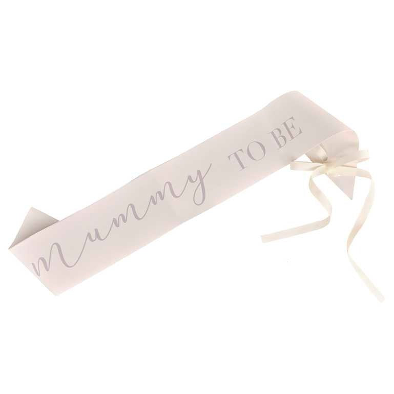 Cream ribbon Mummy to Be 9.5 cm x 154.5 cm