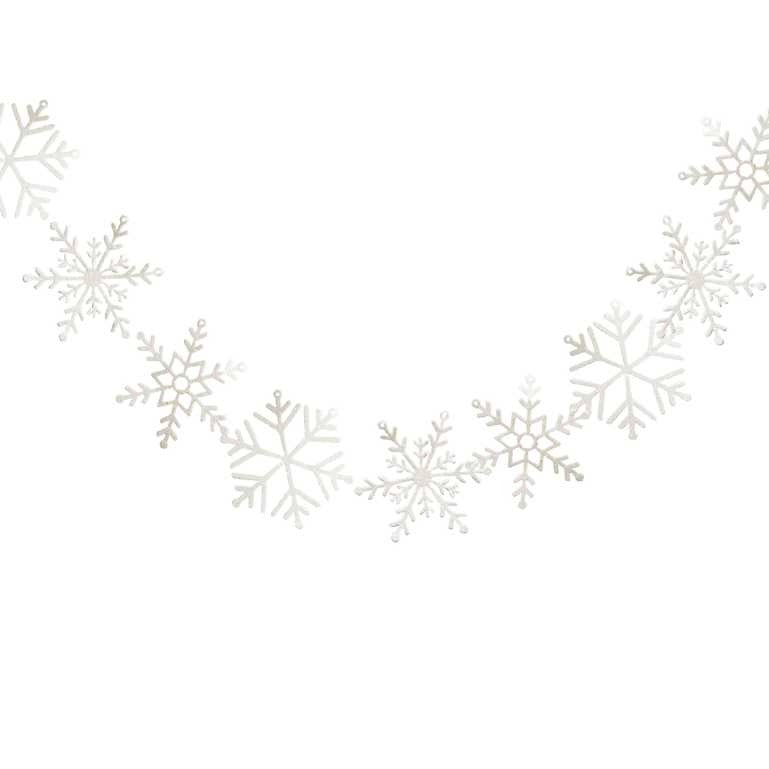 Garland of white glitter snowflakes
