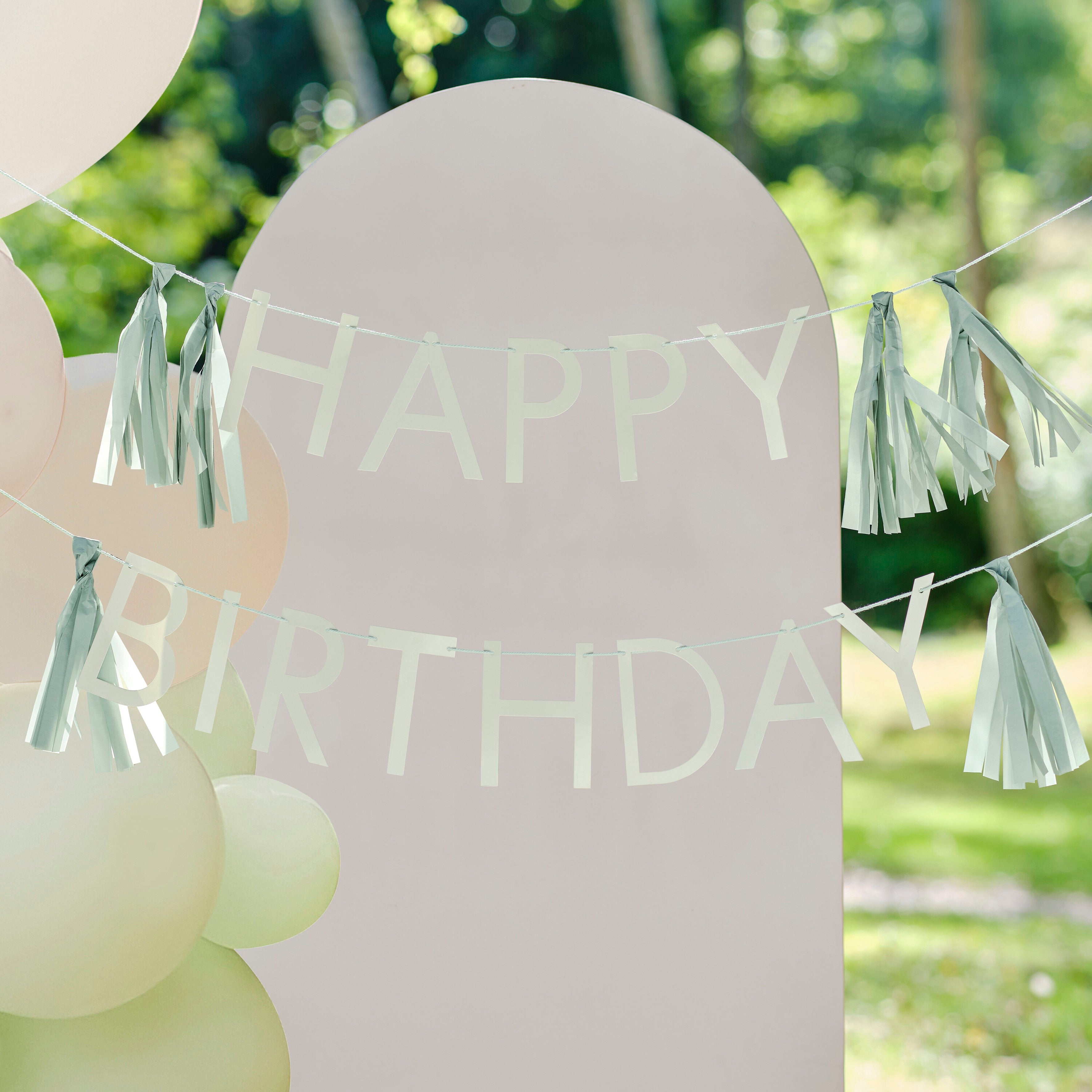 Birthday banner with green stripes 1.5 m