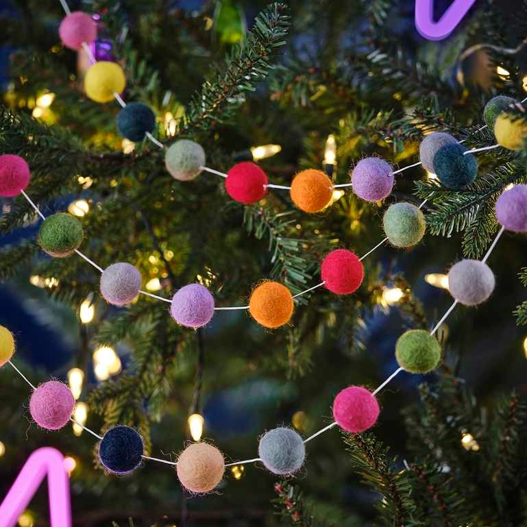 Christmas garland felt colorful balls