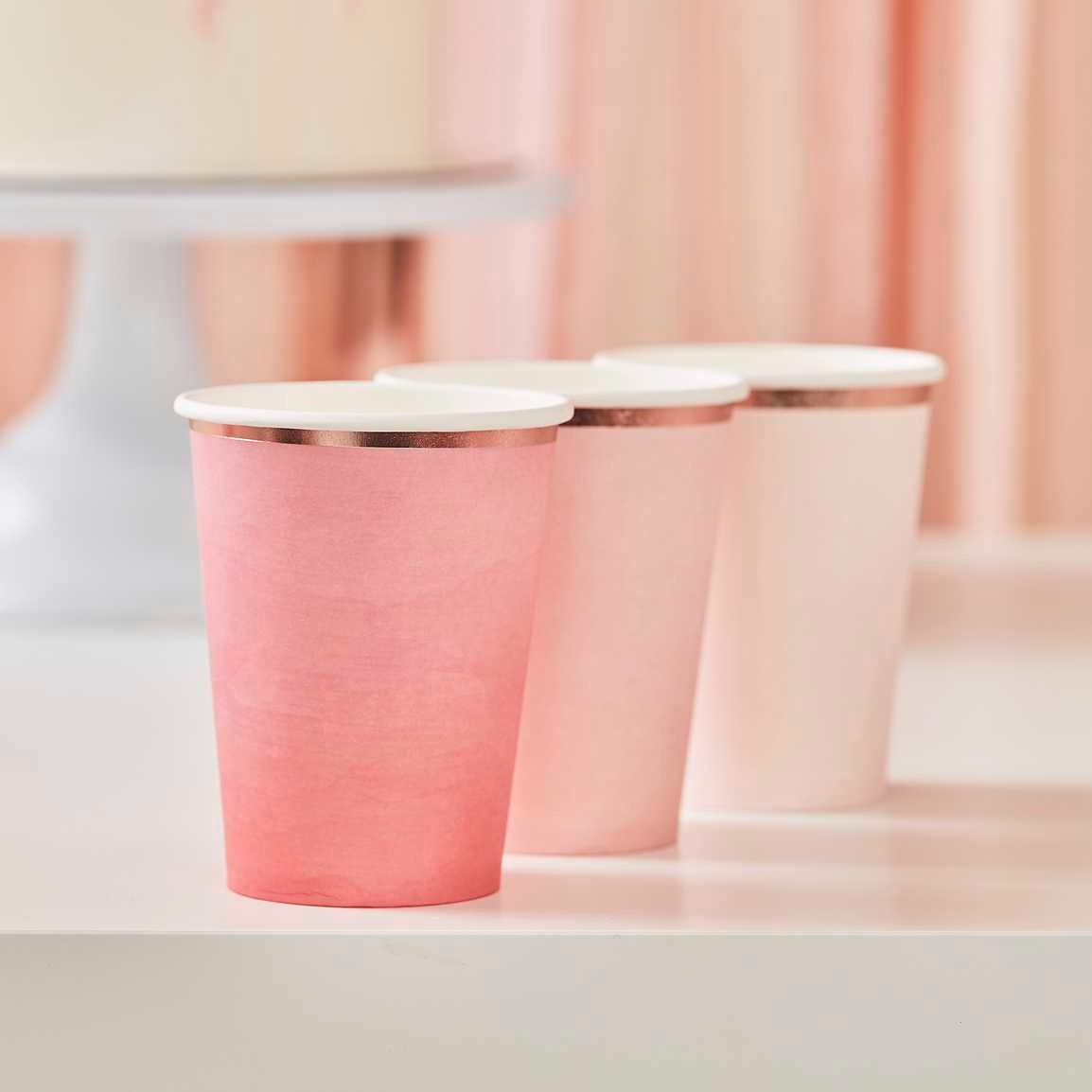 Paper cup Ombre Pink & Rose Gold 8 pcs