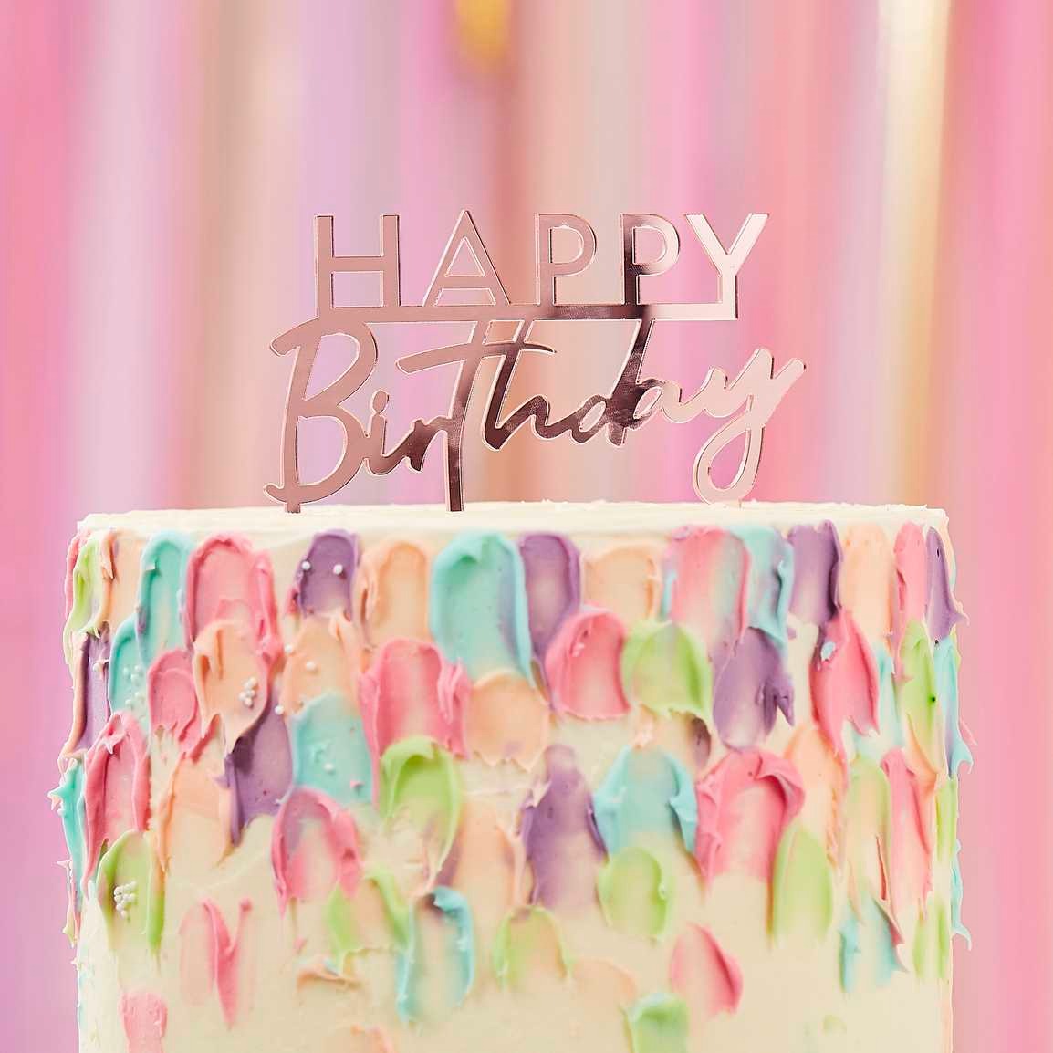 Cake Decoration Copper Happy Birthday 12cm x 11cm