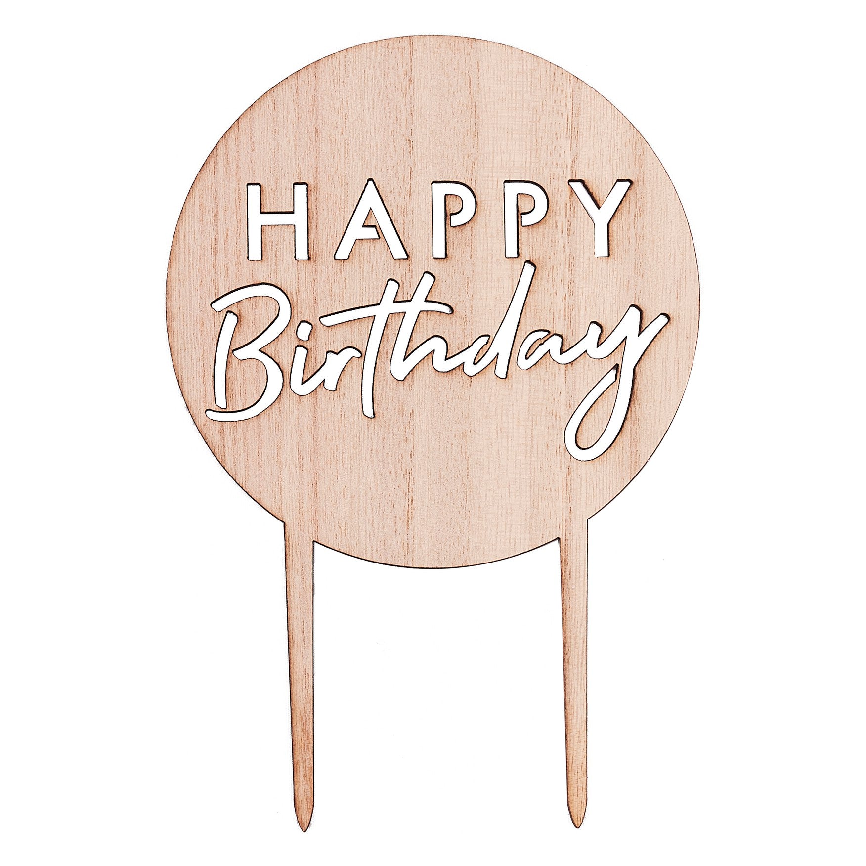 Cake decoration Happy Birthday wood texture 18 cm x 12 cm