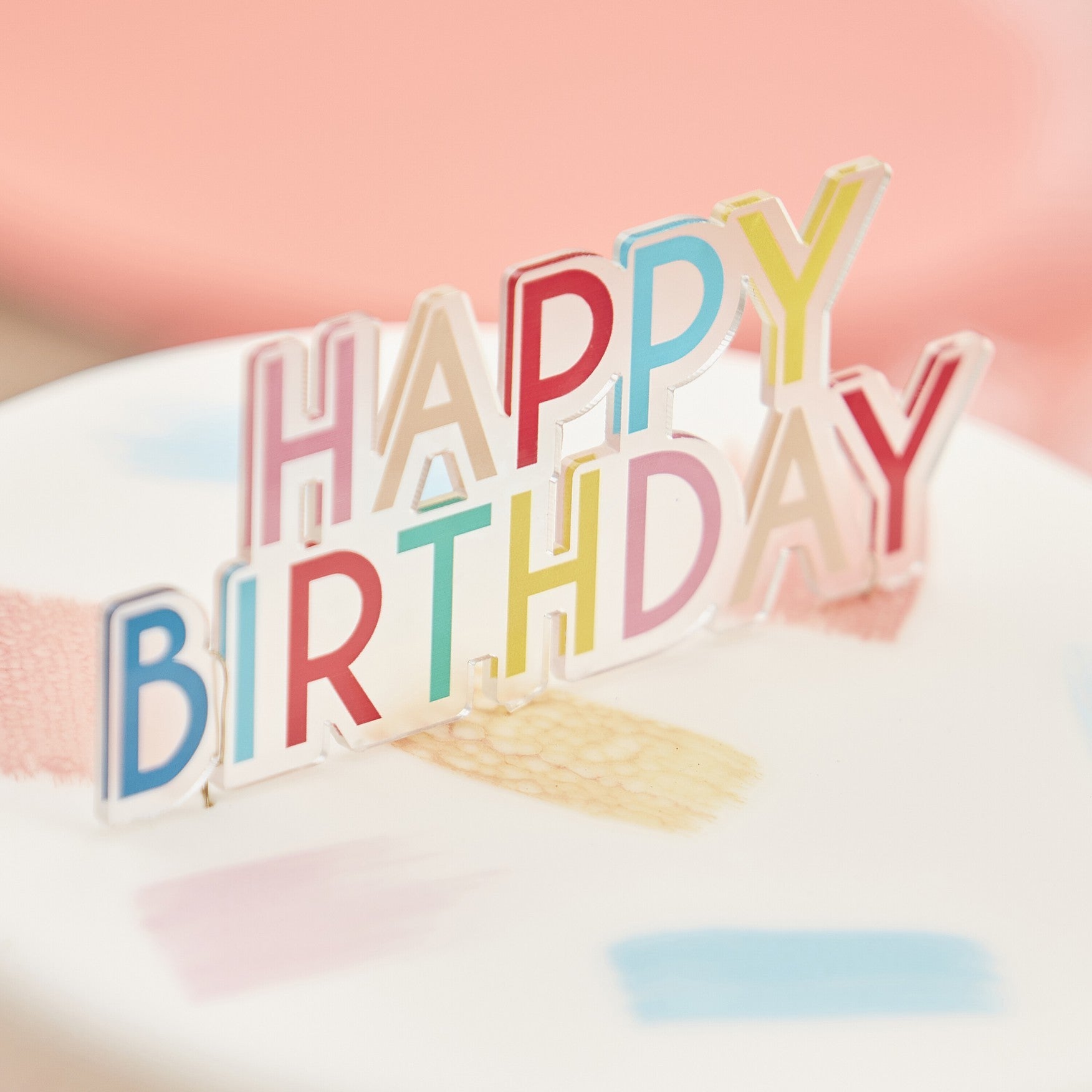 Cake decoration colorful Happy Birthday 13 cm x 11 cm