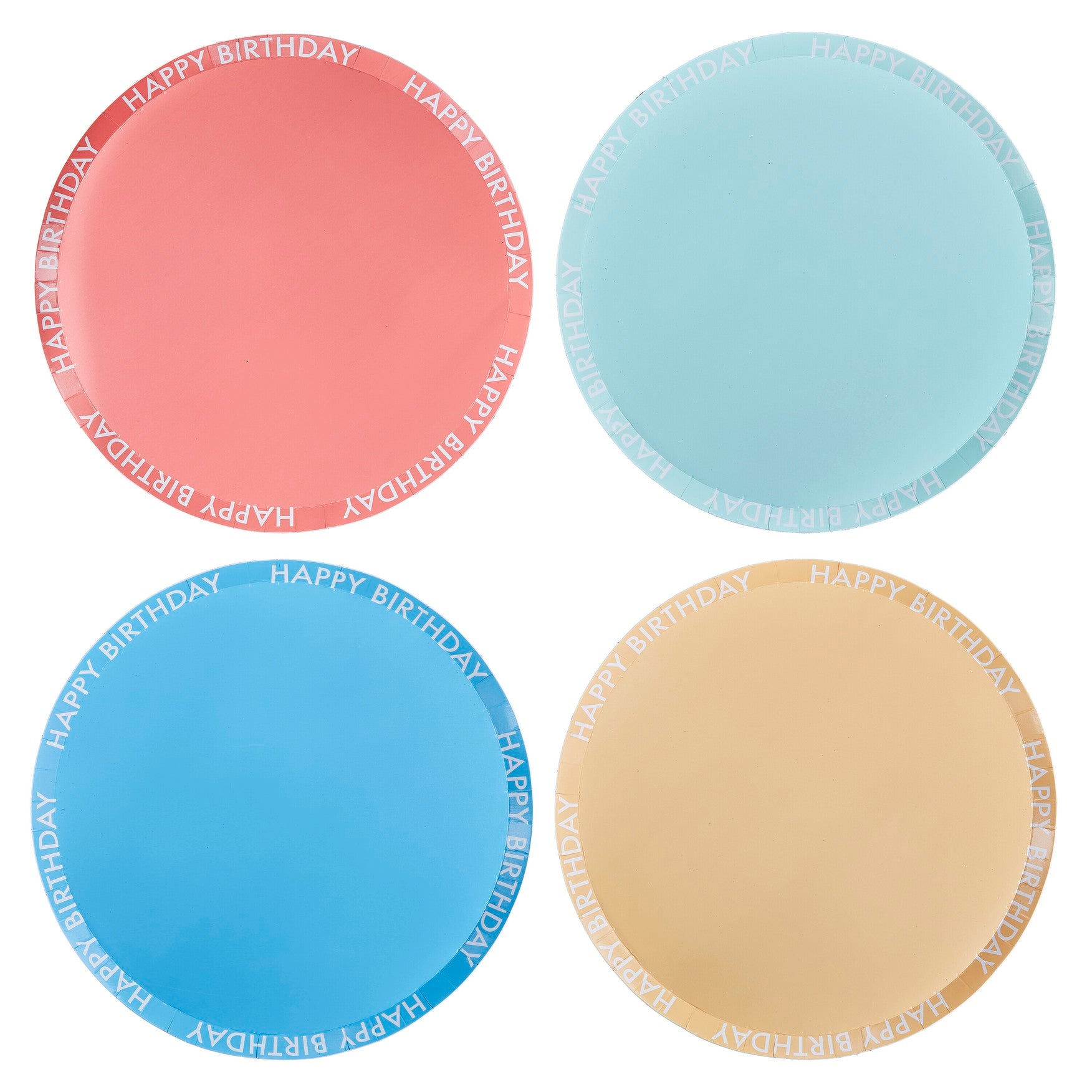 Paper plate 4 colors Happy Birthday 8 pcs