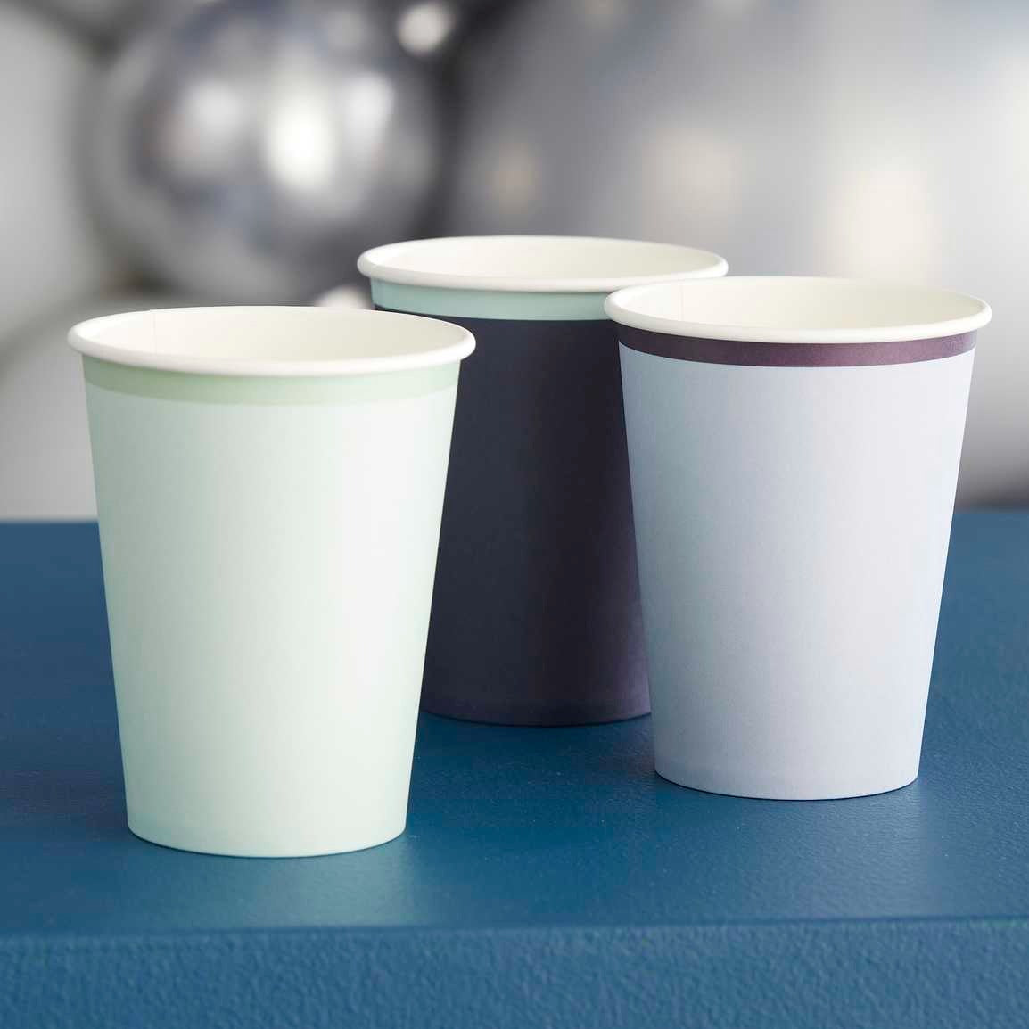 Paper cups in 3 colors 8 pcs