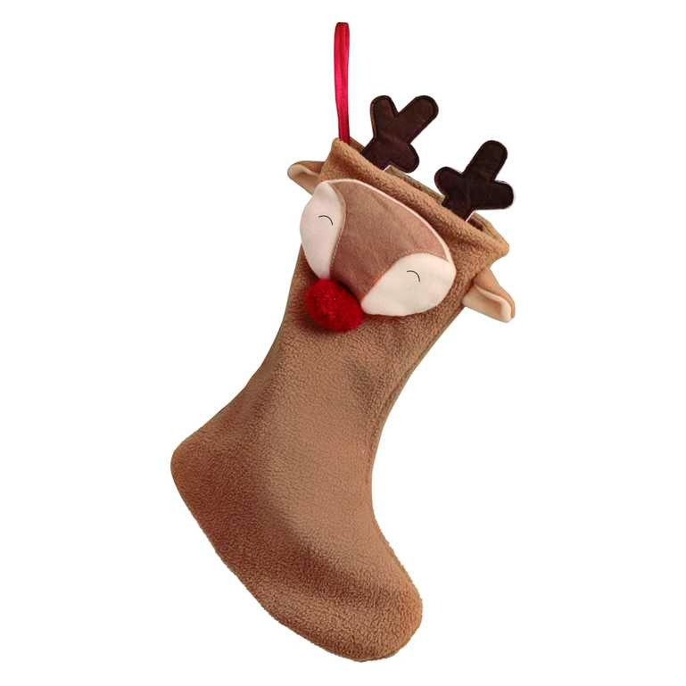 Christmas Stocking Reindeer 42cm (H) x 25cm (W).