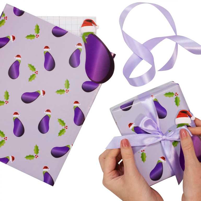 Packaging set Aubergine (2 pieces of paper, 3 m tape, 2 cards)