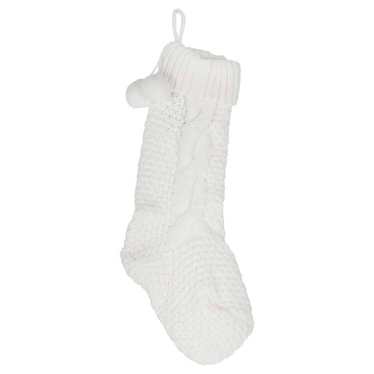Christmas knitted stocking beige 45cm x 20cm