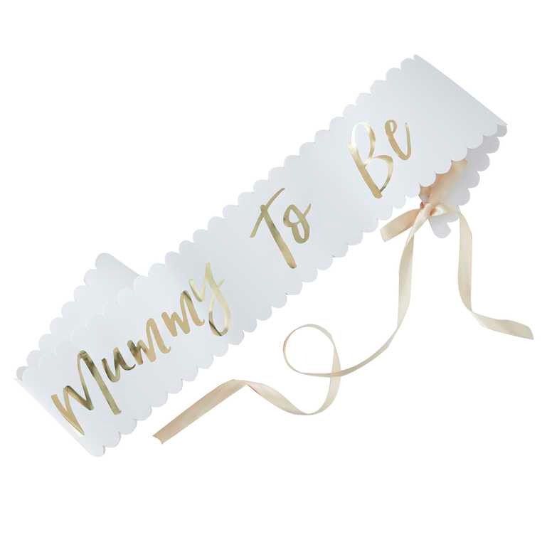 White ribbon Mummy to be 75 x 10 cm