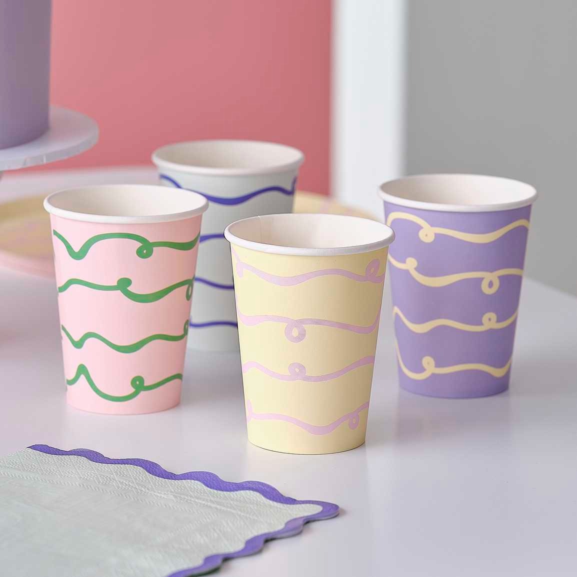 Paper cup pastel Wave 8 pcs