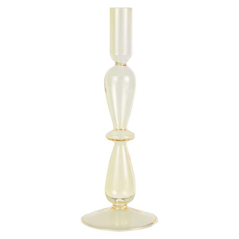 Glass candlesticks of different colors