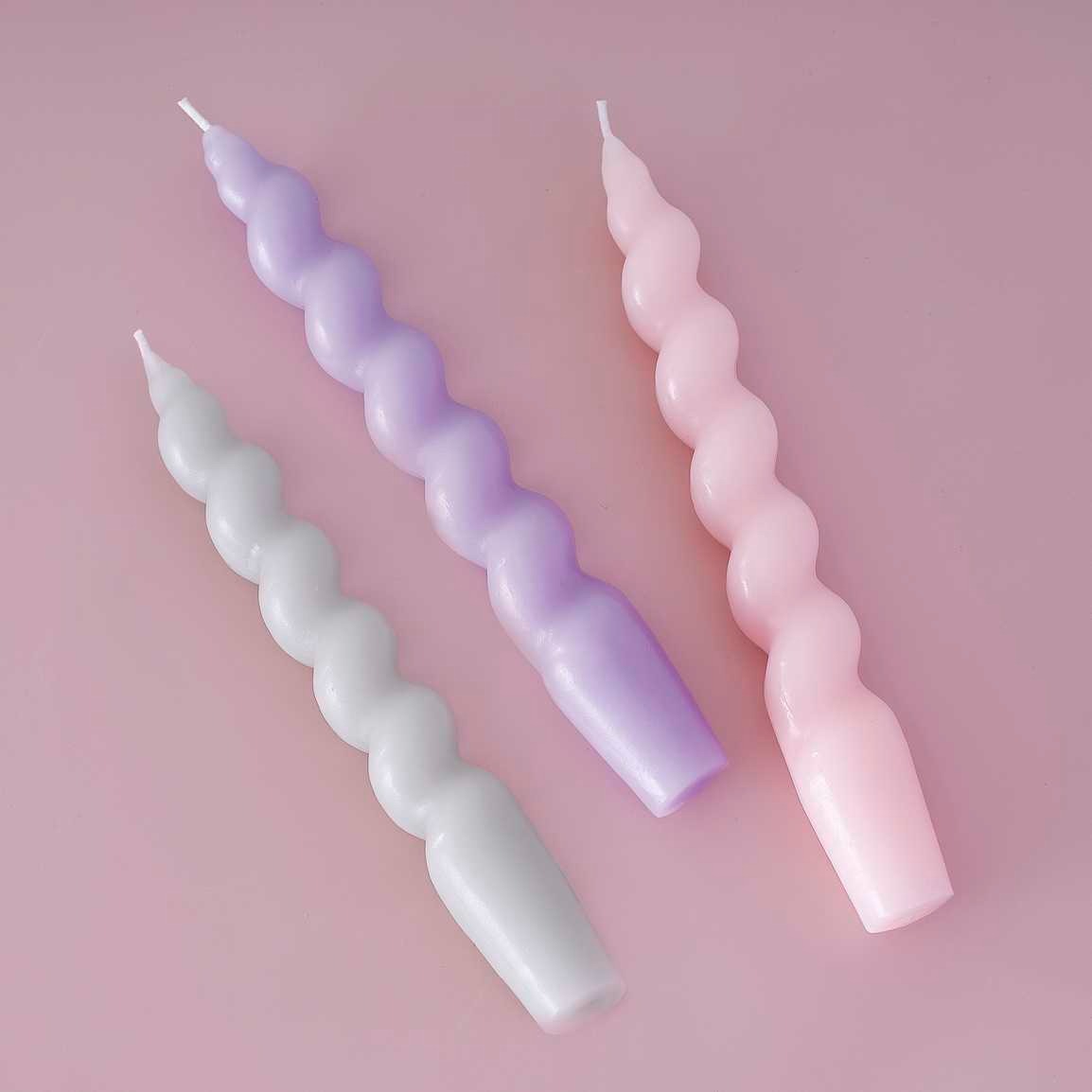 Spiral candle in pastel color 3 pcs