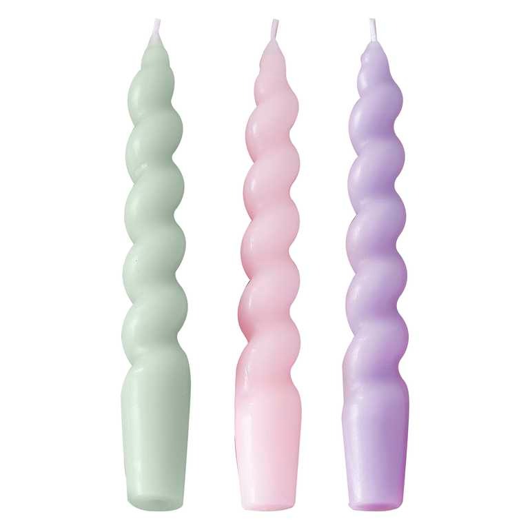 Spiral candle in pastel color 3 pcs