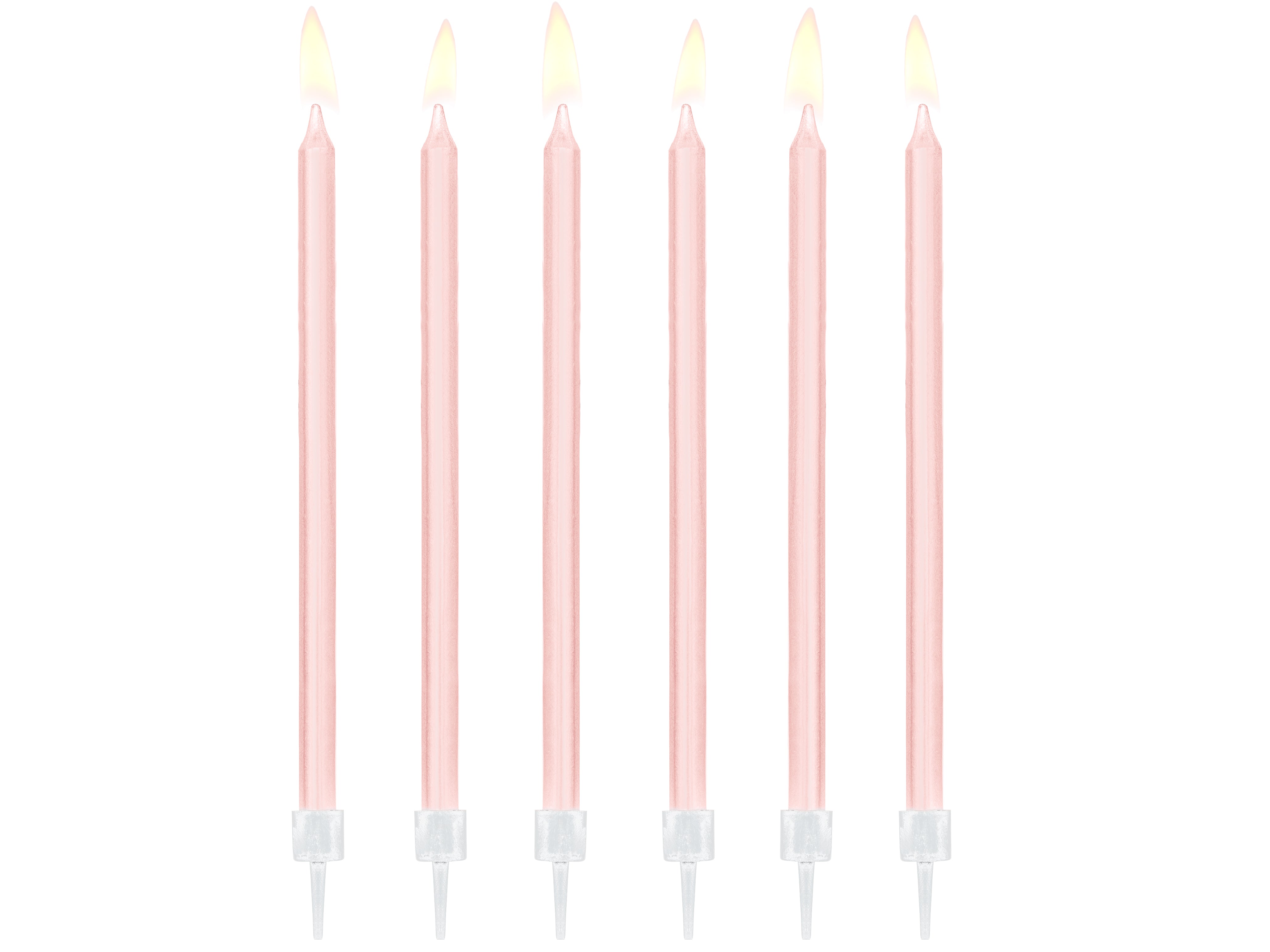 პასტელური ვარდისფერი გრძელი სანთლები 12ც 14 სმ