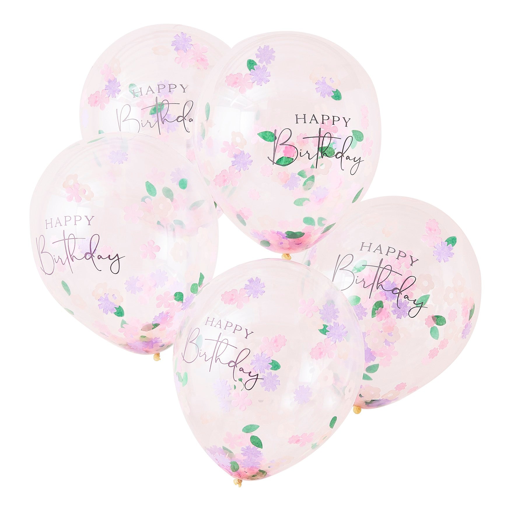 Latex birthday balloons bouquet with flower confetti 5 pcs