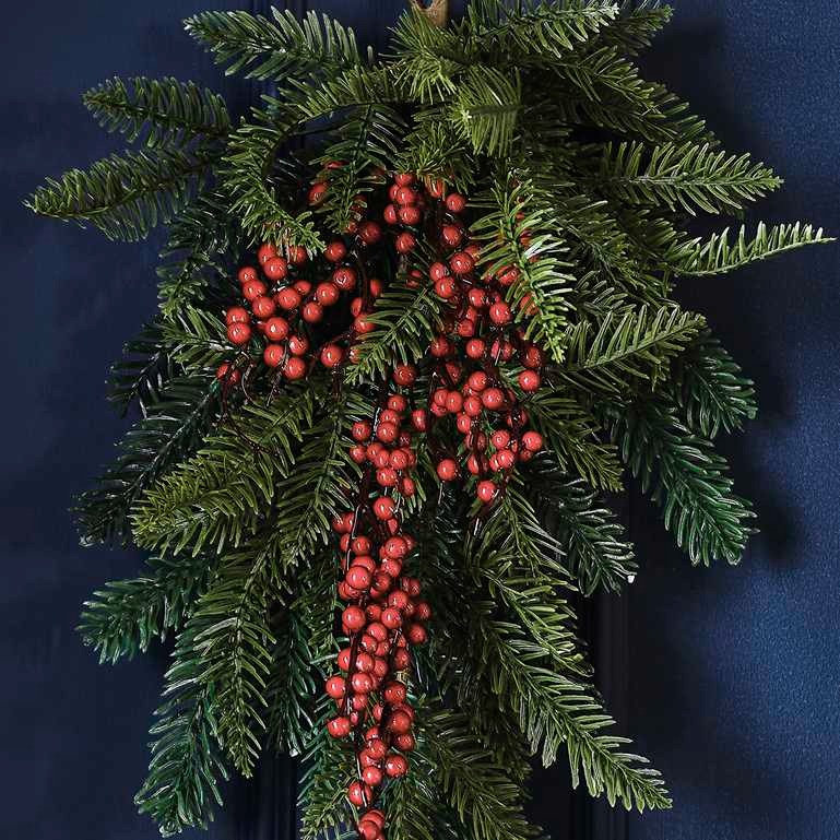 Christmas Wreath Foliage With Red Berry