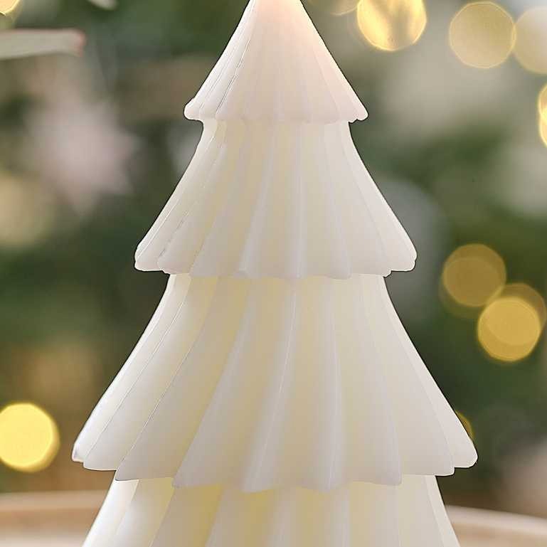დეკორატიული სანთელი თეთრი ნაძვის ხე