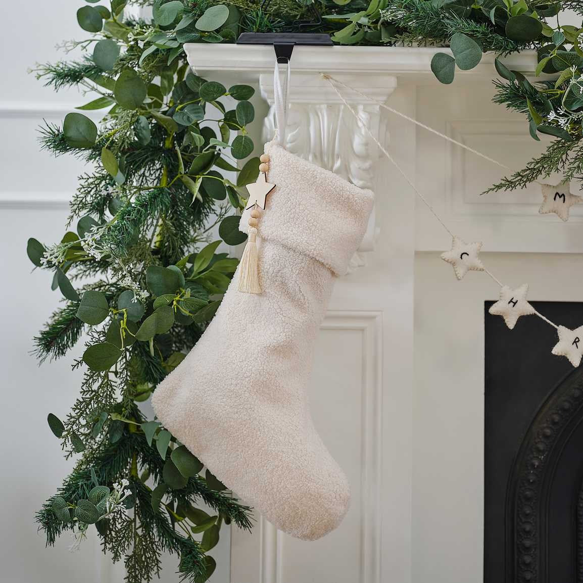 Christmas stocking fluffy white