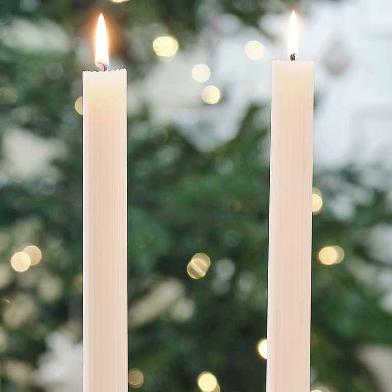 Decorative candle, ivory, 2 pieces, 27 cm